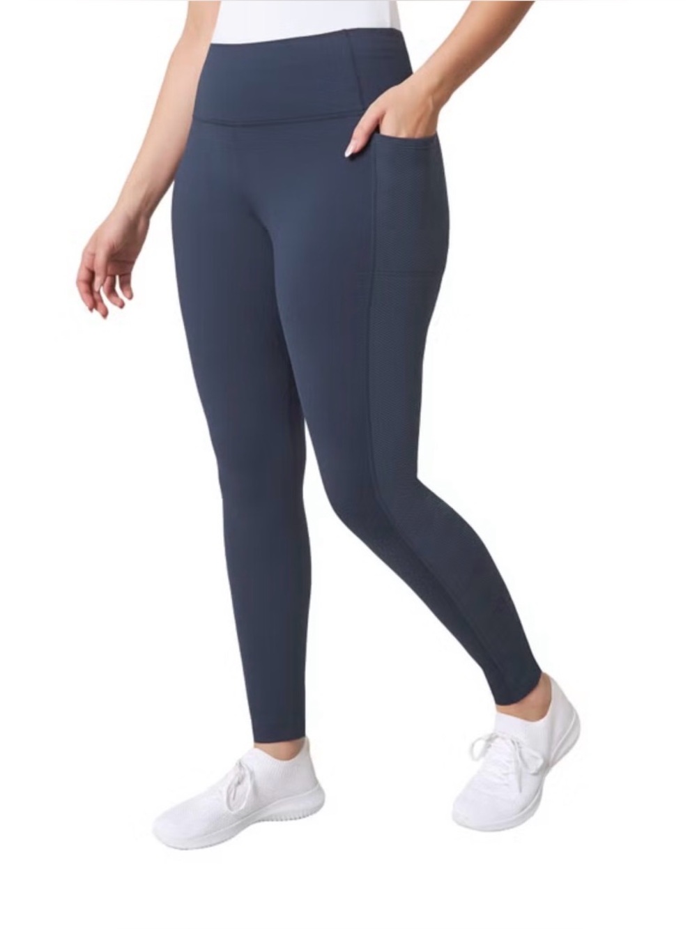 Mondetta Navy Performance High-Rise Jacquard Panel Leggings